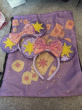 Mommy and Me Tangled Mouse Ear Headbands and backpack